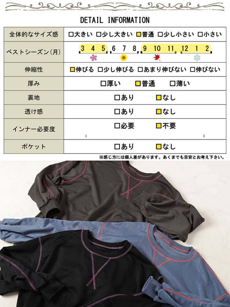 大きいサイズ レディース 配色ステッチワイドプルオーバー　maru-30105