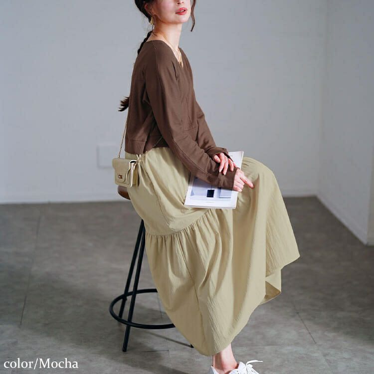 大きいサイズ レディース ハートネック切り替えティアードワンピース　sw-0691