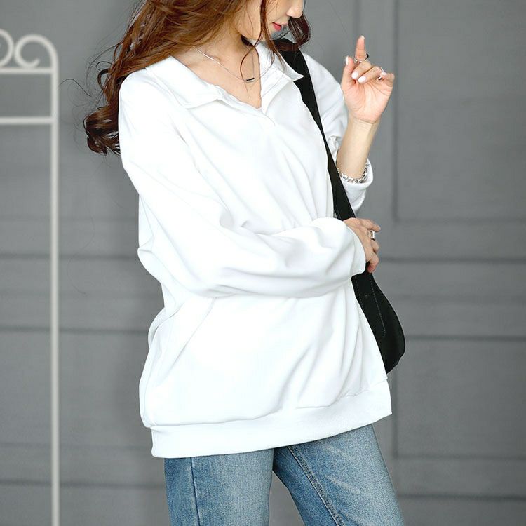 大きいサイズ レディース スキッパー襟オーバーサイズスウェット　goldy-1652