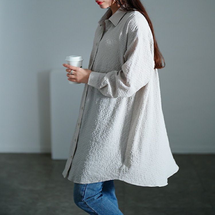 大きいサイズ レディース バックタック格子柄シャツチュニック　maru-30128 【メール便可】