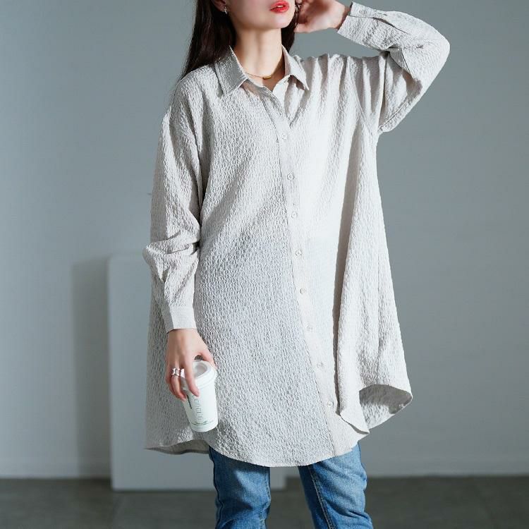 大きいサイズ レディース バックタック格子柄シャツチュニック　maru-30128 【メール便可】 グレー