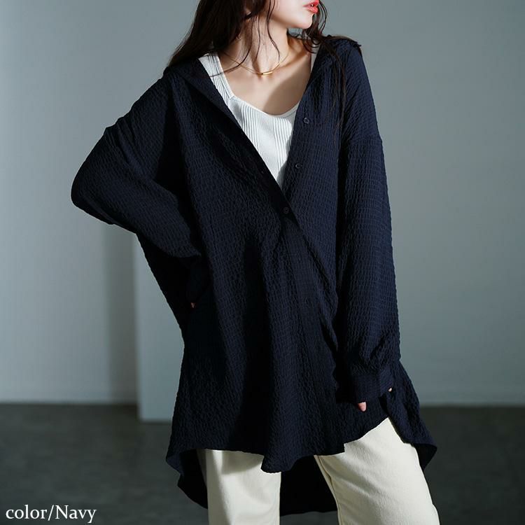 大きいサイズ レディース バックタック格子柄シャツチュニック　maru-30128 【メール便可】 ネイビー