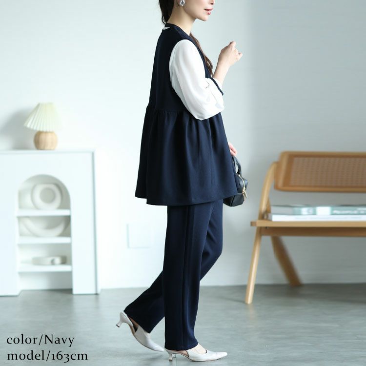 大きいサイズ レディース パールボタンペプラムベスト　mncut-152015