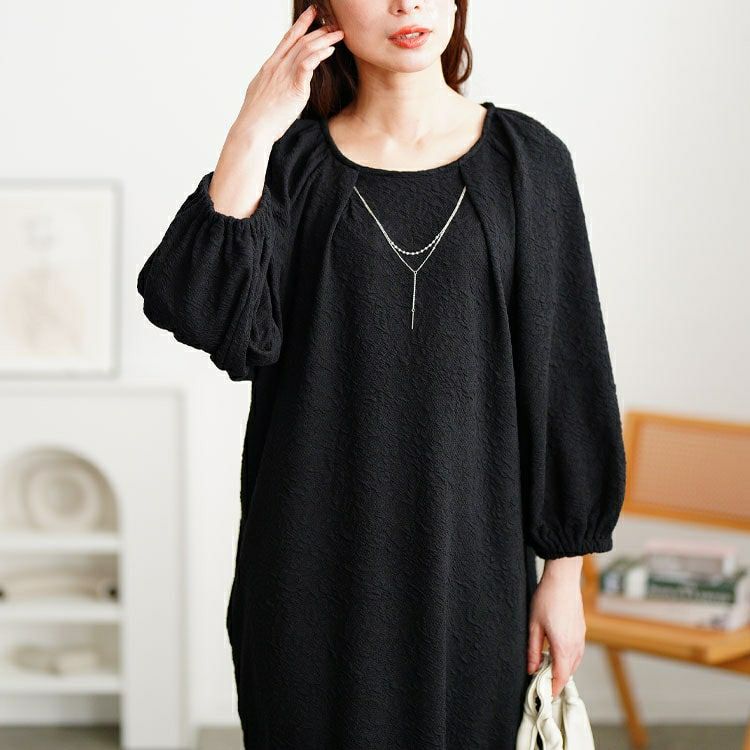 大きいサイズ レディース ネックレスチャーム付きラグランワンピース　mncut-152012