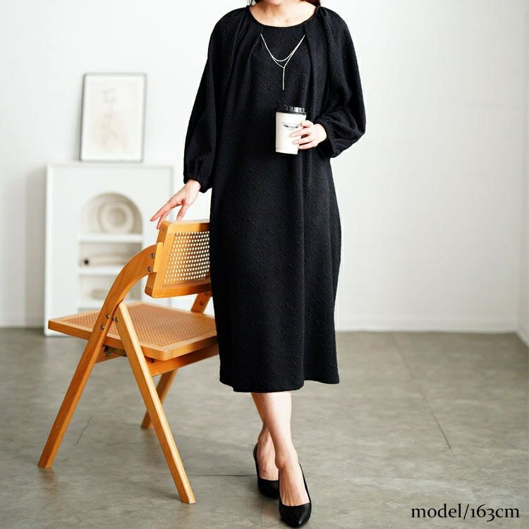 大きいサイズ レディース ネックレスチャーム付きラグランワンピース　mncut-152012