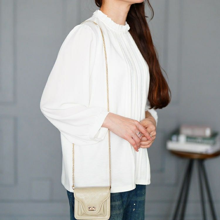 大きいサイズ レディース レース＆ピンタックフリルネックブラウス　mncut-152004 【メール便可】