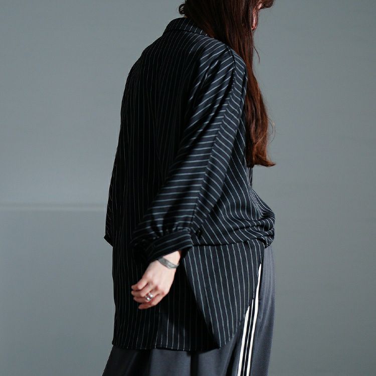 大きいサイズ レディース ピンストライプドルマンシャツ　sw-0678