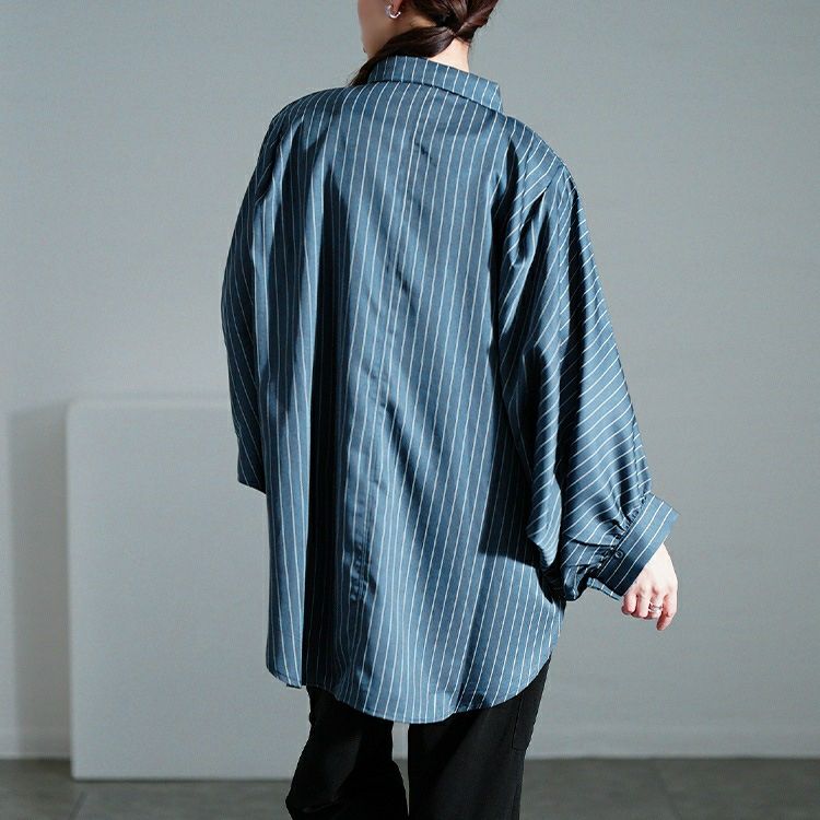 大きいサイズ レディース ピンストライプドルマンシャツ sw-0678