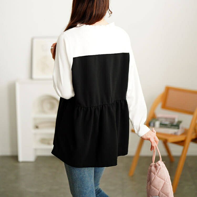 大きいサイズ レディース ビスチェドッキングフリルネックチュニック　cpdai-659528