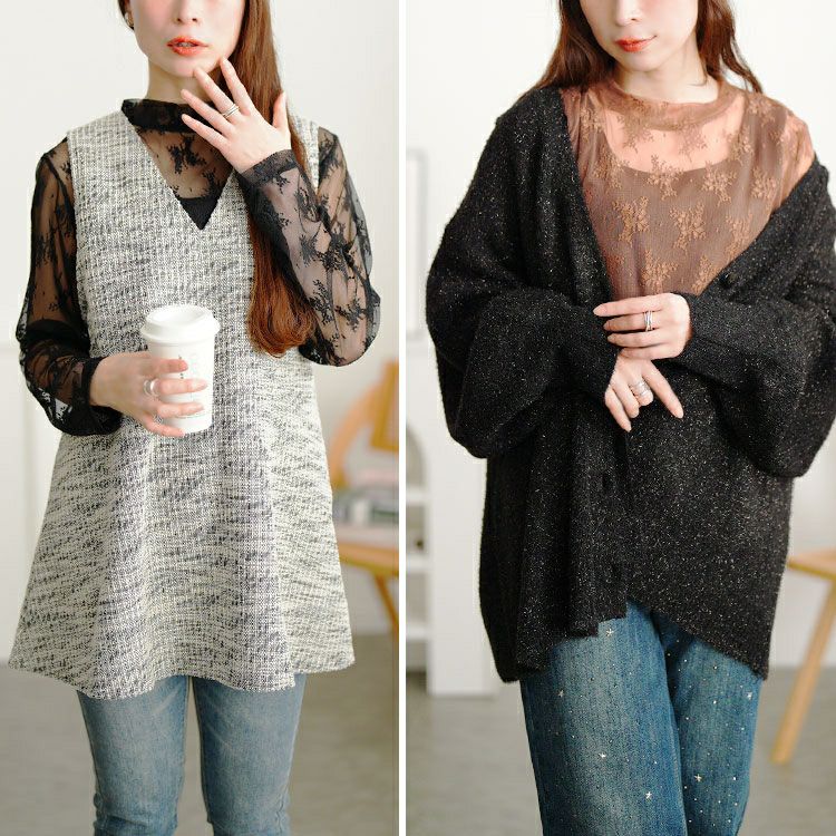 大きいサイズ レディース ミニハイネック花柄チュールレーストップス　cpdai-659594 【メール便可】