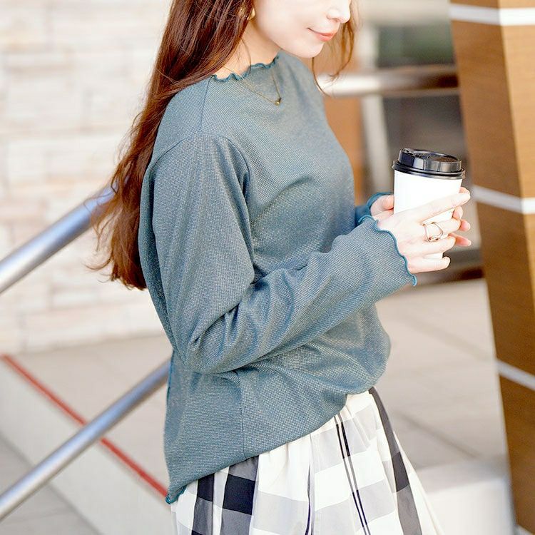 大きいサイズ レディース 前後2wayラメシアーメロートップス　cpdai-659593 【メール便可】