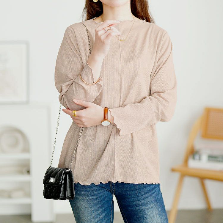 大きいサイズ レディース 前後2wayラメシアーメロートップス　cpdai-659593 【メール便可】