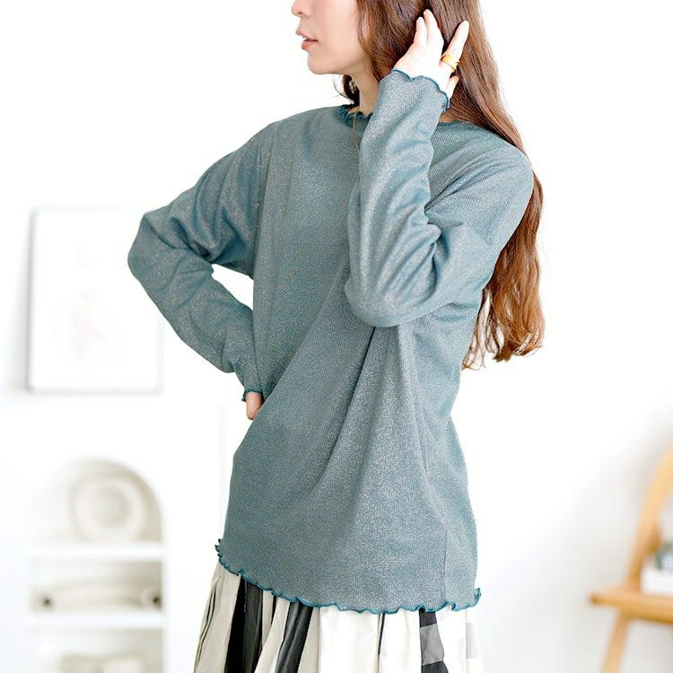 大きいサイズ レディース 前後2wayラメシアーメロートップス　cpdai-659593 【メール便可】