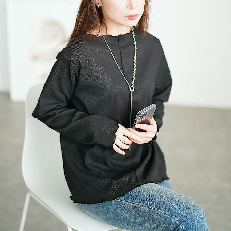 大きいサイズ レディース 前後2wayラメシアーメロートップス　cpdai-659593 【メール便可】 ブラック