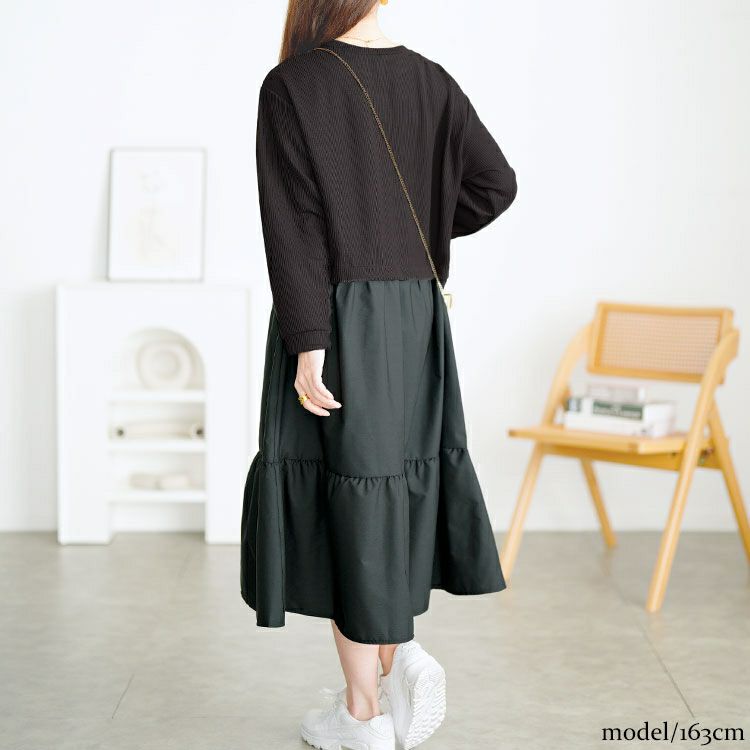 大きいサイズ レディース ティアードドッキングワンピース　cpdai-659547 【メール便可】