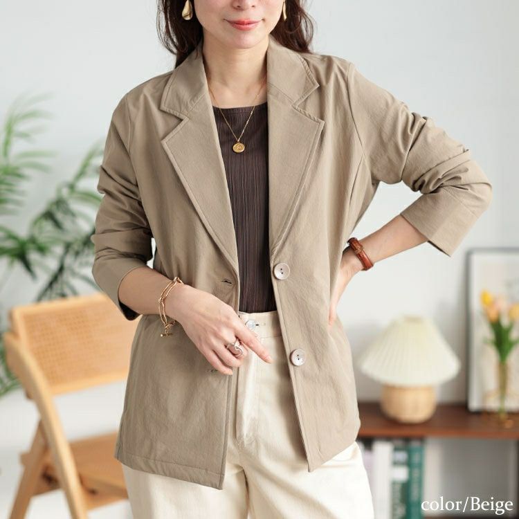 大きいサイズ レディース 軽量ストレッチテーラードジャケット maru