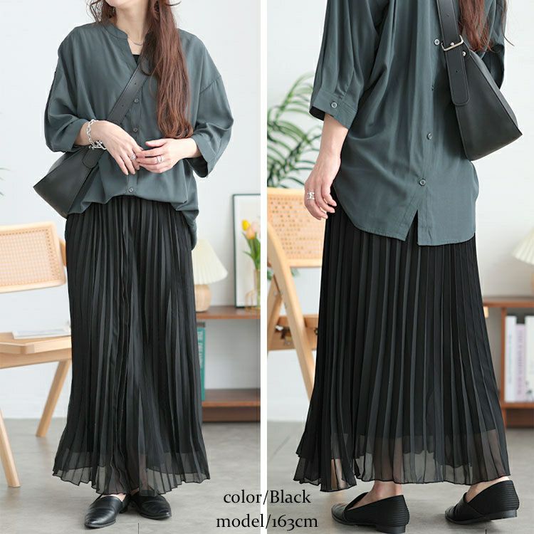 大きいサイズ レディース シフォンプリーツスカート　416803s