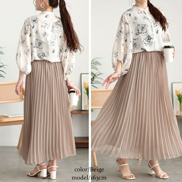 大きいサイズ レディース シフォンプリーツスカート　416803s