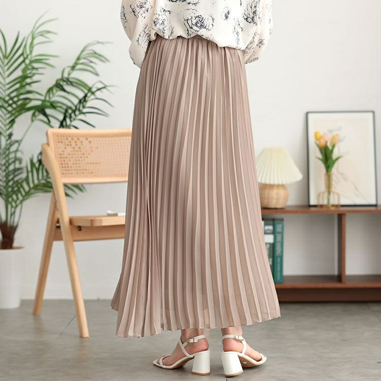 大きいサイズ レディース シフォンプリーツスカート　416803s