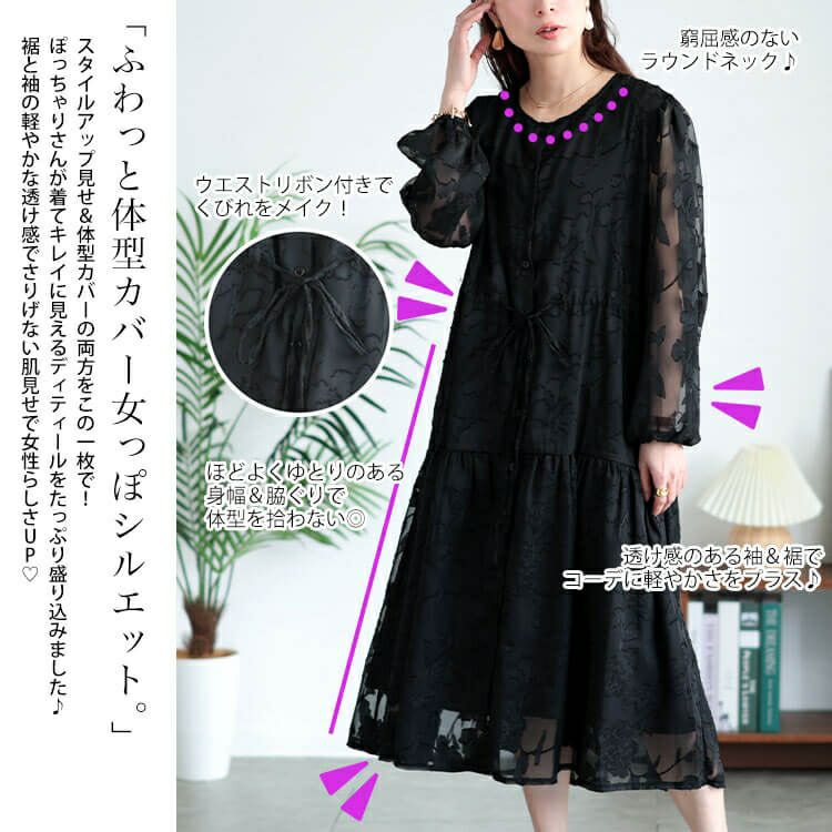 大きいサイズ レディース 花柄ジャガードティアードワンピース　jp535 【メール便可】