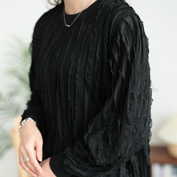 大きいサイズ レディース フリルタックジャガードプルオーバー　plan-271024 【メール便可】