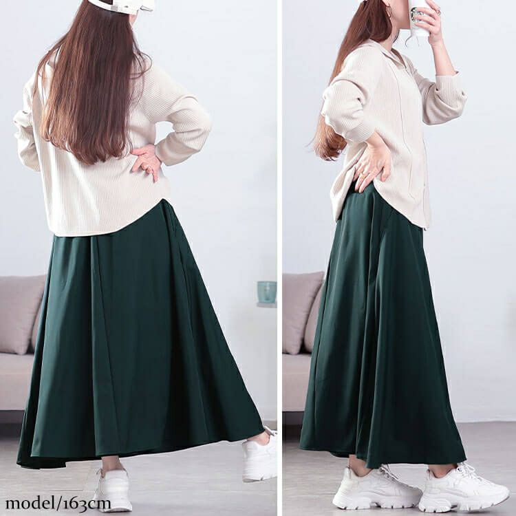 大きいサイズ レディース ダブルポケットフレアスカート　plan-350003