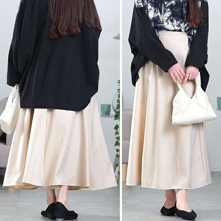 大きいサイズ レディース ダブルポケットフレアスカート　plan-350003