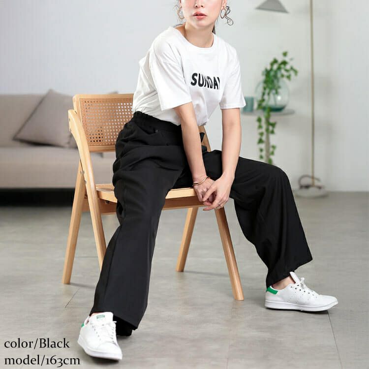 大きいサイズ レディース エステルツイルセンタータックワイドパンツ　plan-350001