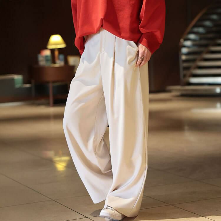 大きいサイズ レディース エステルツイルセンタータックワイドパンツ　plan-350001 アイボリー