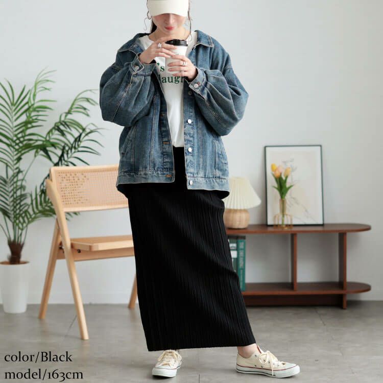 大きいサイズ レディース ランダムプリーツナロースカート　tog-1024