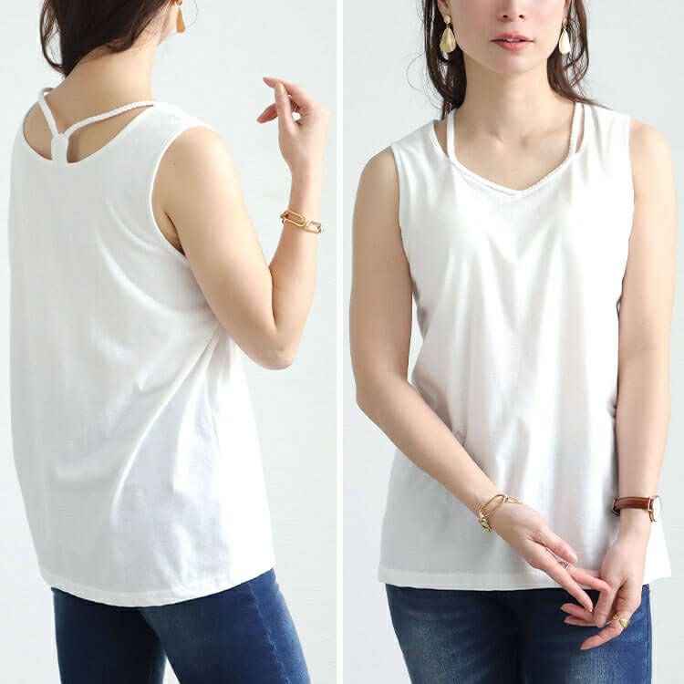 大きいサイズ レディース ホルターネックカップ付きタンクトップ　mncut-152050