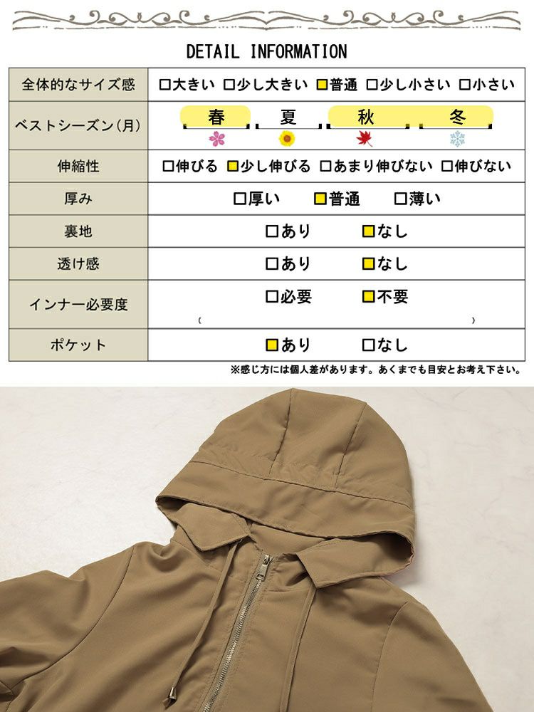 大きいサイズ レディース スリット入りマウンテンパーカー　goldy-1648