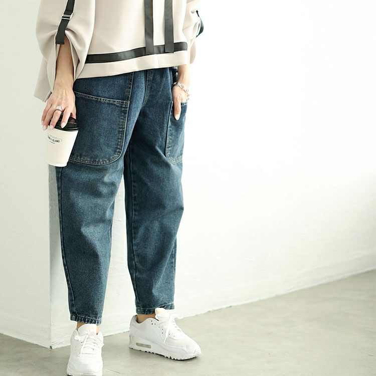 大きいサイズ レディース サルエルデニムパンツ　goldy-1646