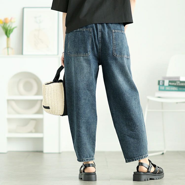 大きいサイズ レディース サルエルデニムパンツ　goldy-1646