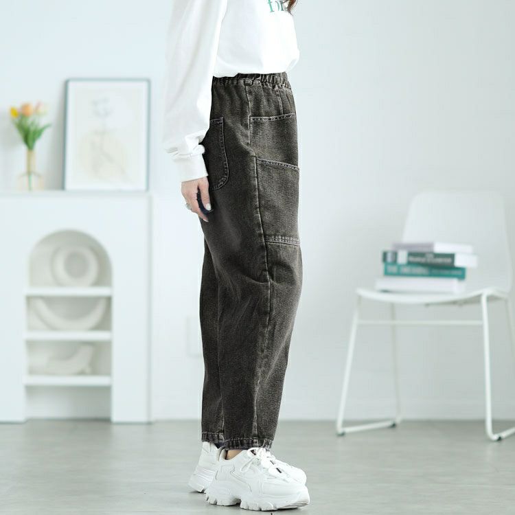 大きいサイズ レディース サルエルデニムパンツ　goldy-1646