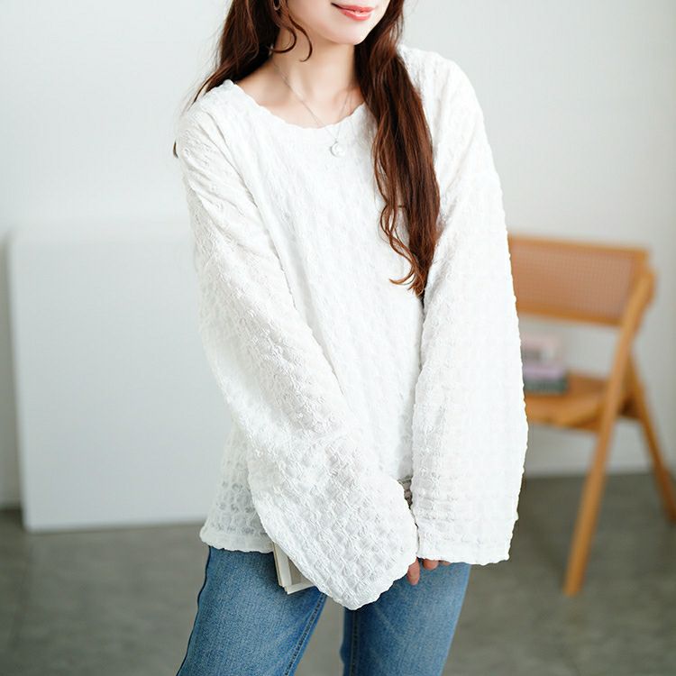 大きいサイズ レディース ラウンドネックポコポコプルオーバー　tog-1023