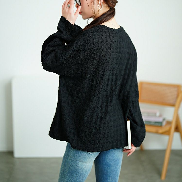 大きいサイズ レディース ラウンドネックポコポコプルオーバー　tog-1023