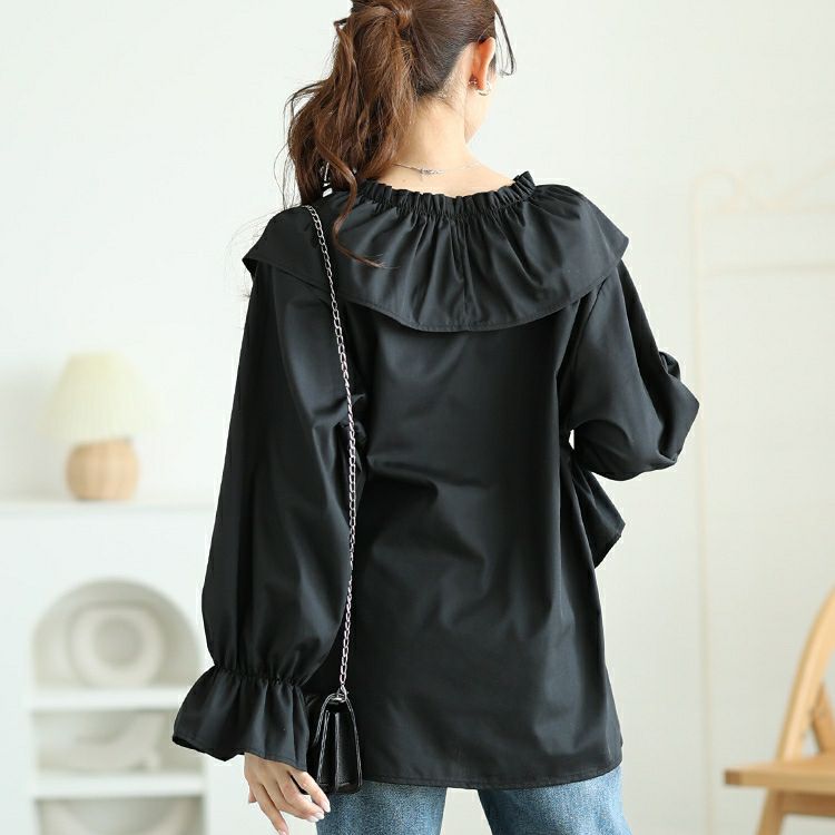 大きいサイズ レディース クロスフリルキャンディスリーブブラウス　tog-1029