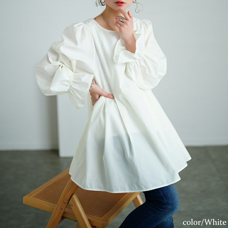 大きいサイズ レディース キャンディスリーブタック切り替えチュニック　tog-1022