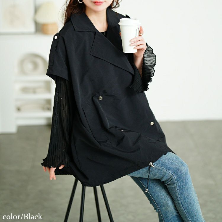 大きいサイズ レディース ダブルテーラードオーバーサイズジレ　maru-30126