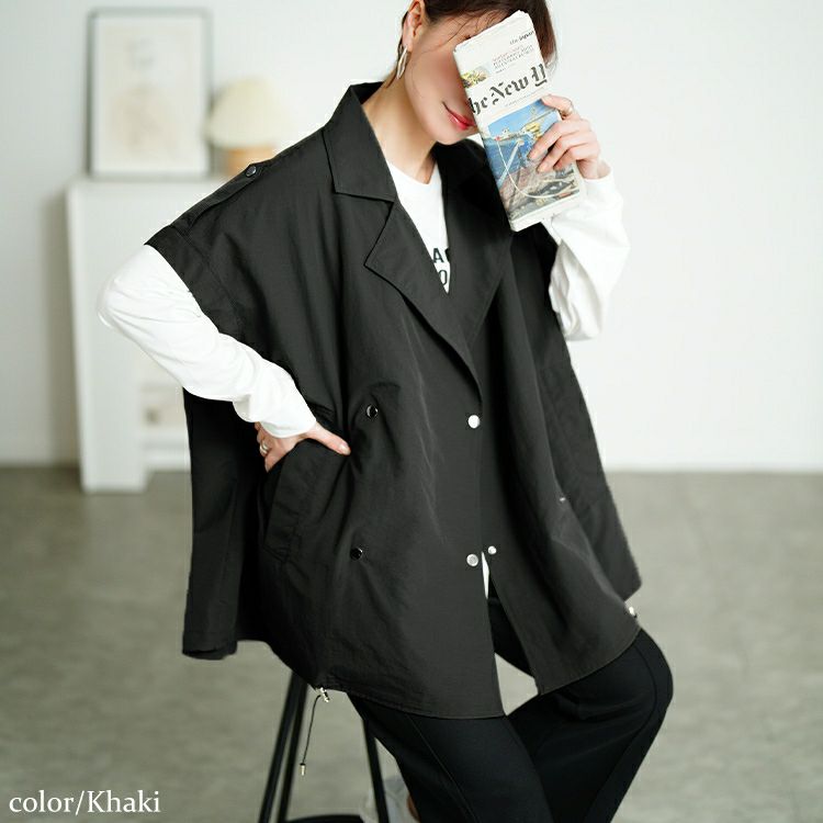 大きいサイズ レディース ダブルテーラードオーバーサイズジレ　maru-30126