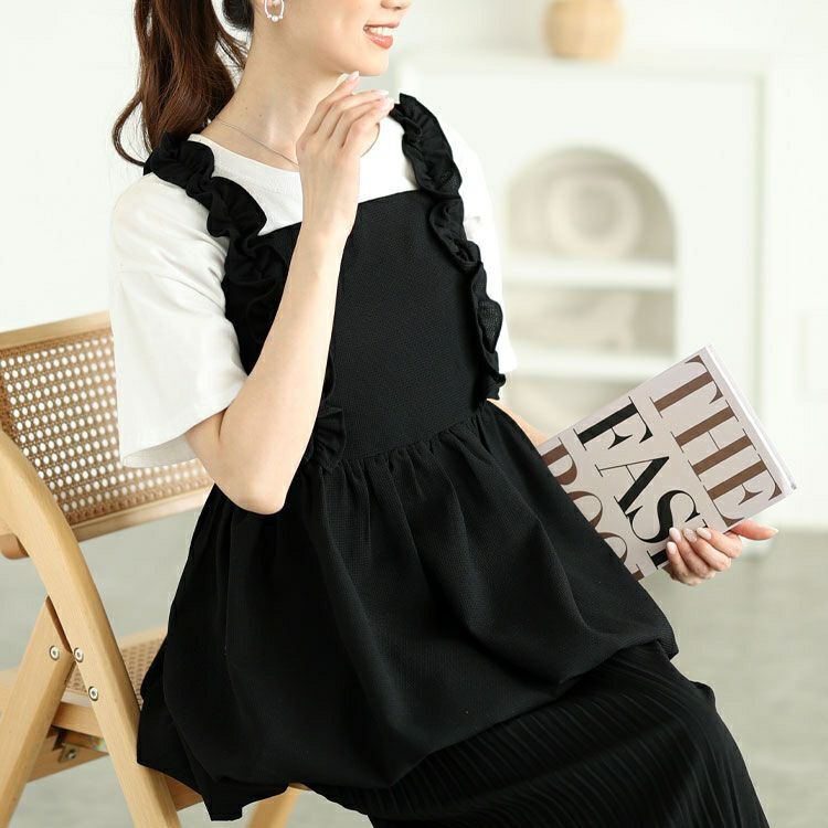 大きいサイズ レディース フリル肩紐バルーンペプラムキャミソール　jp531