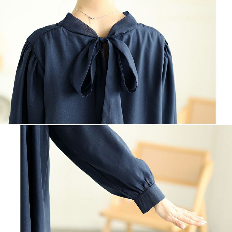 大きいサイズ レディース バックリボンオーガンジーチュニック　jp533 【メール便可】