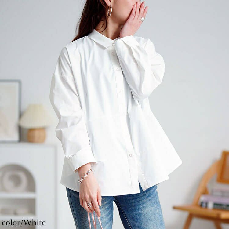 大きいサイズ レディース キテ楽ウエストメイクシャツ　cpdai-640700 【メール便可】