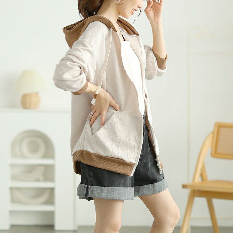 大きいサイズ レディース バックロゴジップアップパーカー　goldy-1649