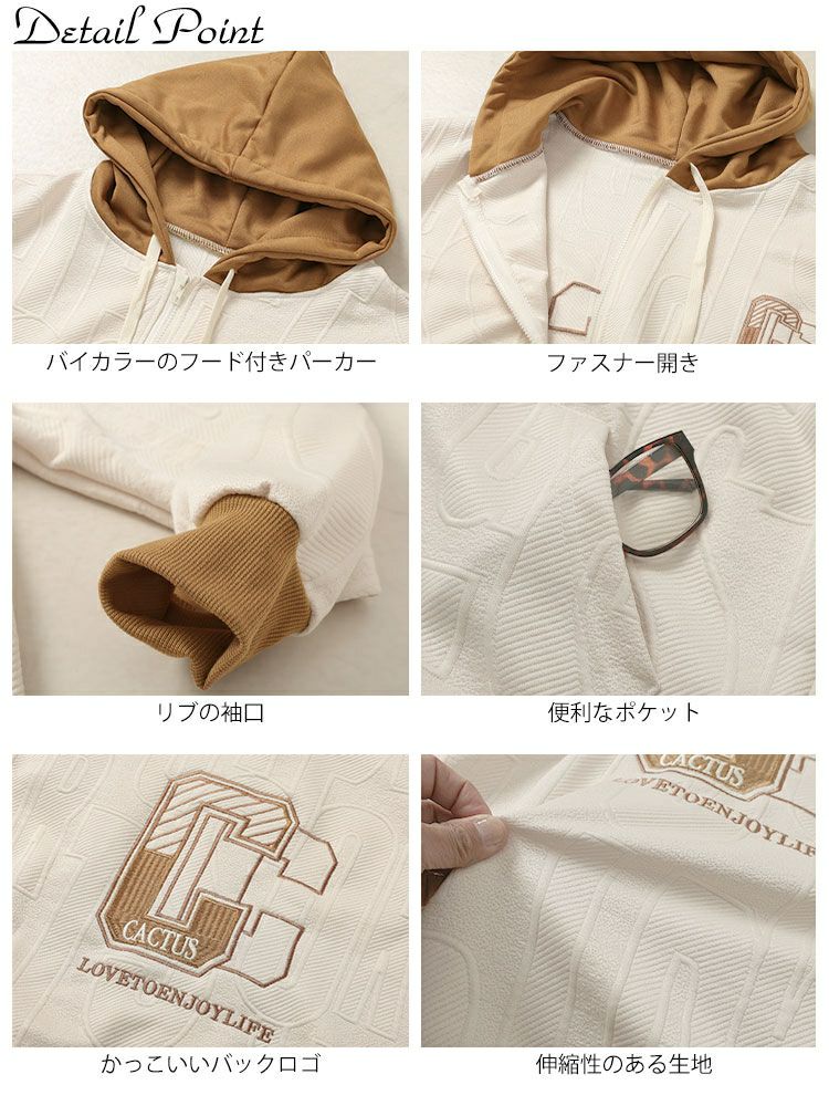 大きいサイズ レディース バックロゴジップアップパーカー　goldy-1649