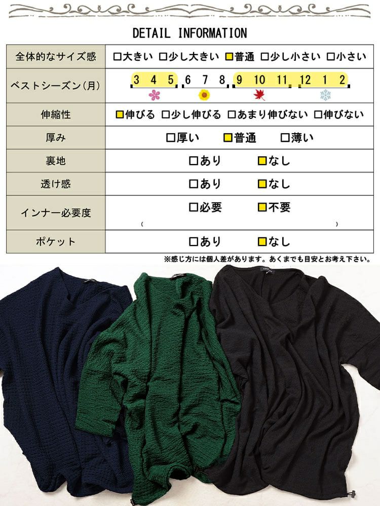 大きいサイズ レディース 裾ドロストポコポコドルマンチュニック　bai-0173