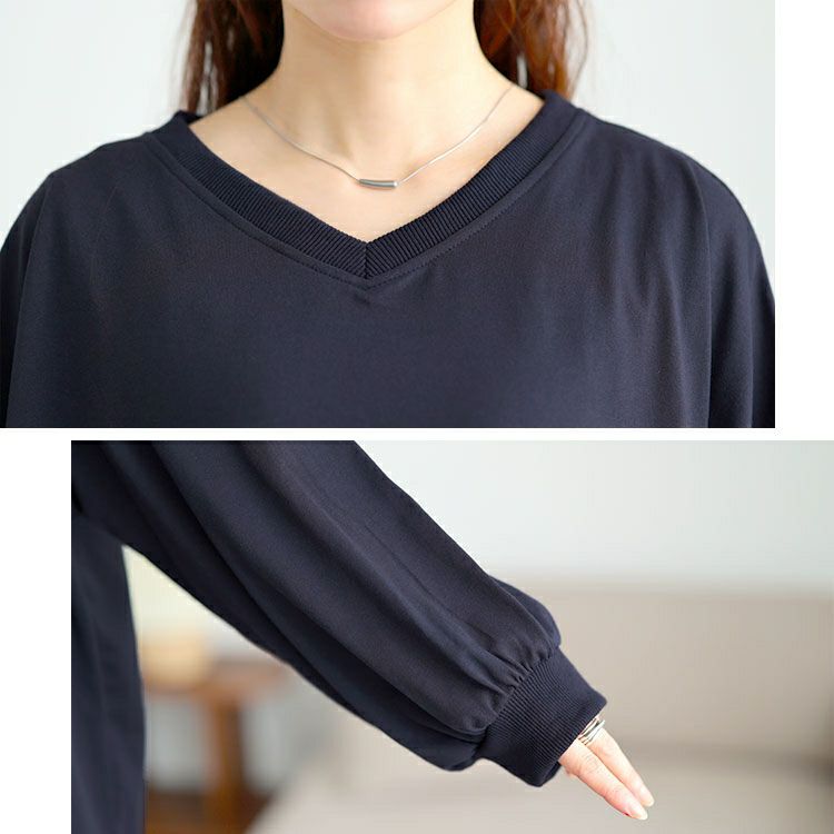 大きいサイズ レディース Vネックドルマンチュニック　bai-0177