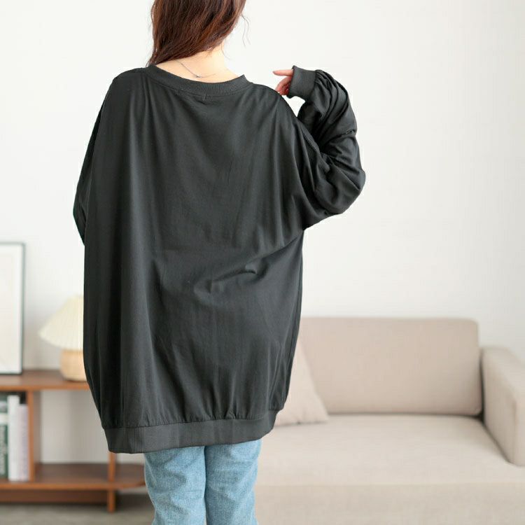 大きいサイズ レディース Vネックドルマンチュニック　bai-0177