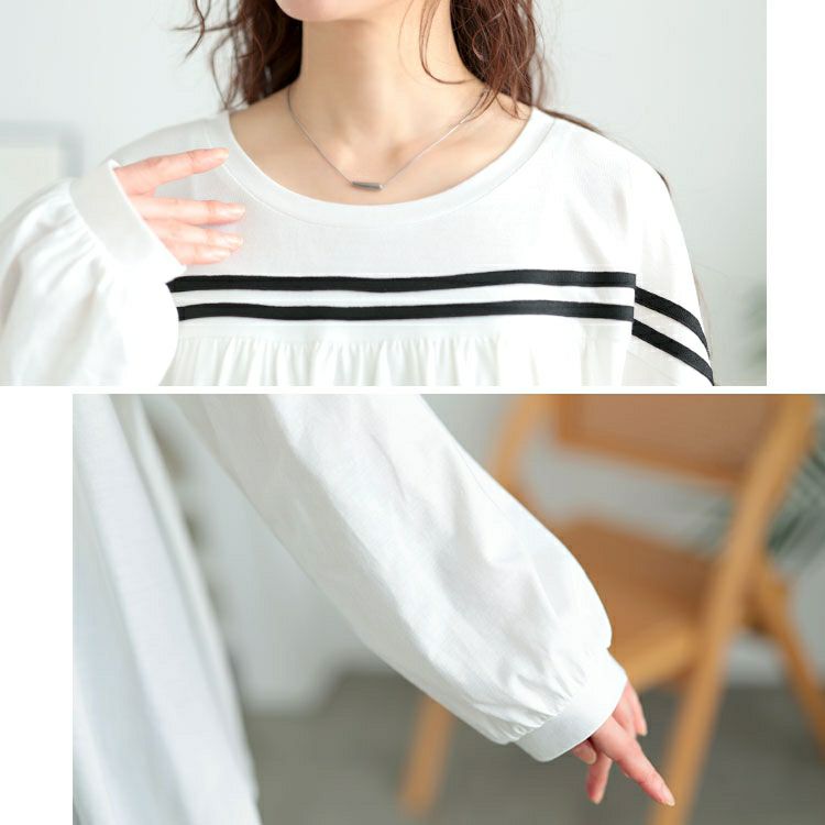 大きいサイズ レディース 配色ラインフレアプルオーバー　bai-0176